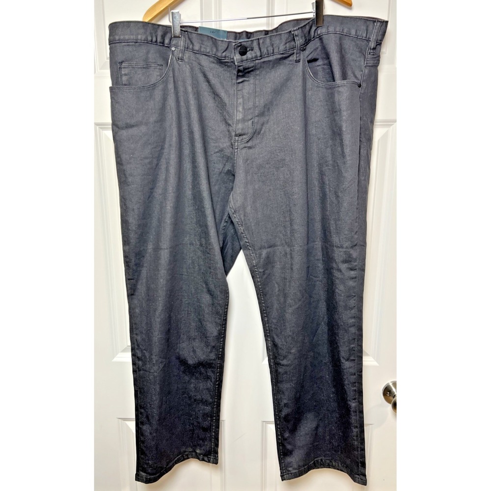Perry Ellis Straight Fit Stretch Jeans Men's 46x30 Charcoal Black Denim